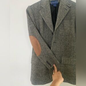Ralph Lauren herringbone blazer with leather elbow patches